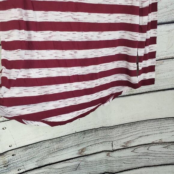 Como Vintage Perfect Tee Size 1x Plus Burgundy/White Stripe LS Shirt - Picture 4 of 9